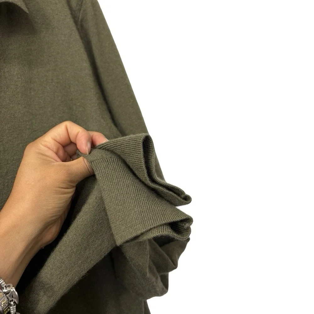 Banana Republic Green Polo Open Collar Cashmere Silk Sweater Size Small Men's